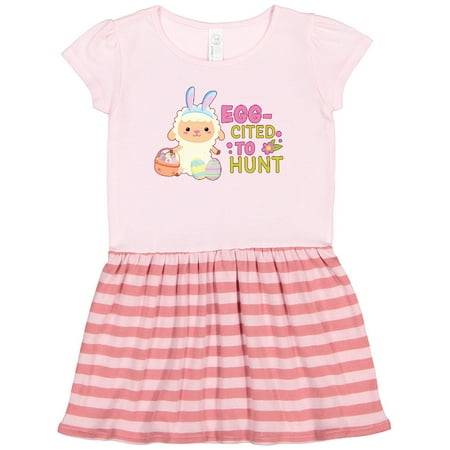 

Inktastic Easter Eggcited to Hunt Cute Lamb with Eggs and Basket Gift Toddler Girl Dress