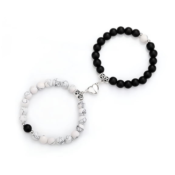 DESIGNICE Magnetic Couple Bracelet Set Friendship Couple Long Distance Matching Bracelet Natural Beaded Bracelet Women Men for Graduation Valentine's Day Daily Gifts