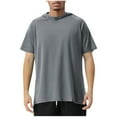thumbnail image 5 of DPTALR George Mens Hoodies Short Sleeve Casual Fashion Sweatshirts GrayBig and Tall Men L, 5 of 6