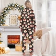 thumbnail image 4 of Tiweut Womens Christmas Pajamas Sets Cozy Santa Graphic Print Long Sleeve Lapel Blouses and Long Comfy Pants for Holiday Comfort Homewear Nightwear Outfit Regular Sleepwear,Black1,M, 4 of 5