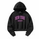 thumbnail image 2 of Sudaderas con capucha recortadas para mujer, jersey con cordón, sudadera de manga larga, Tops, ropa elegante de recuerdo, ropa deportiva para la calle S, 2 of 8
