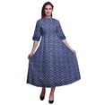 thumbnail image 1 of Bimba Royal Blue Check Anarkali Dress For Women Indian Ethnic Printed Kurti Long Kurta Party Dress X-Small, 1 of 6