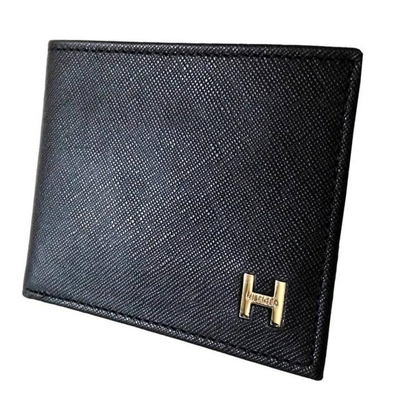 Tommy Hilfiger Men's Leather Passcase Billfold Wallet-Black
