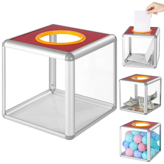 Square Raffle Ticket Box Lottery Ticket Holder, Acrylic Lottery Box Ball Game Box Transparent Donation Ballot Box