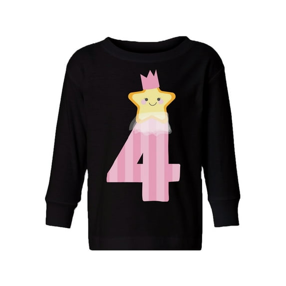 Awkward Styles 4th Birthday Girl Toddler Long Sleeve Shirt Little Star Kids T-Shirt