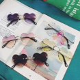 thumbnail image 1 of Heart Sunglasses Rimless Thin Metal Frame Heart Shaped Sun Glasses Cute Eyewear For Women Blue Grey, 1 of 3