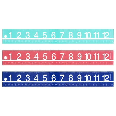 Westcott 12" Large Number Fashion Acrylic Ruler, rouge