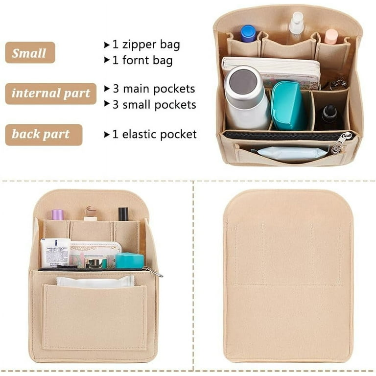 Felt Backpack Organizer Insert Multi Pocket Rucksack Shoulder Bag Interior Shaper Multifunctional Bag in Bag Travel Rucksack Insert Bag Organizer with Zipper 7.7x4.7x10.4 Inch Black Walmart