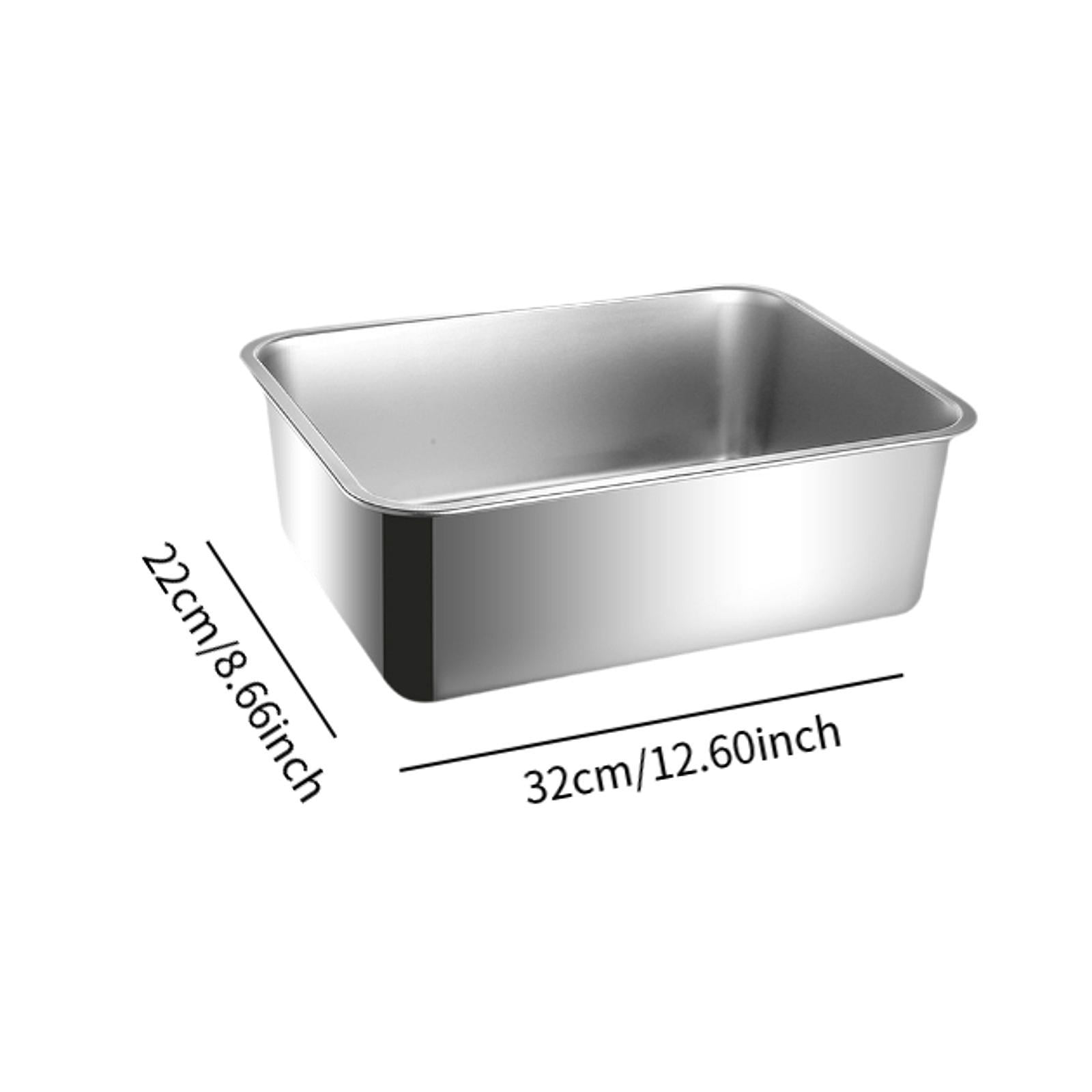 FashionCha Cat Litter Box Litter Pan Stainless Steel Container Easy to Clean Open Top Large Height 10cm