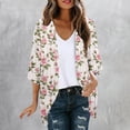 thumbnail image 2 of Women's Fashionable Floral Print Puff Sleeve Kimono Cardigan Loose Plus Size Chiffon Cover Up Casual Blouse Tops, 2 of 6