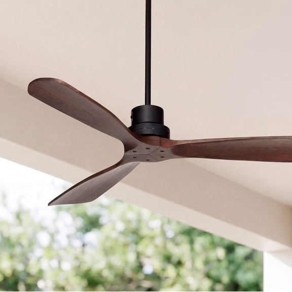 52" Casa Vieja Delta-Wing DC Industrial Indoor Outdoor Ceiling Fan with Remote Control Matte Black Dark Walnut Damp Rated for Patio Exterior House Home