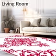 thumbnail image 2 of ODIKA 5'x7' Machine Washable Non-Slip Area Rug, Luxurious Damask Scroll Heritage High Traffic Rug, Red, 545456, 2 of 7