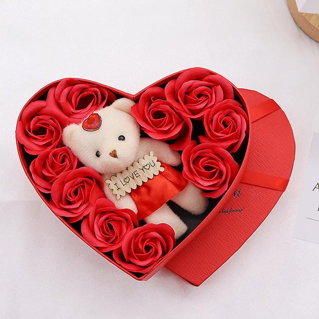 Caja de Regalo con forma de corazón TANGJMXG oso rosa para el Día de la madre bodas fiestas cumpleaños