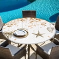 thumbnail image 4 of Orange Coastal Fitted Tablecloth with Elastic Edged, Round Table Cloth for Dining Table, Summer Eucalyptus Leaves Beach Ocean Starfish Waterproof Oil Proof Table Cover for Indoor Outdoor 55"-60", 4 of 9
