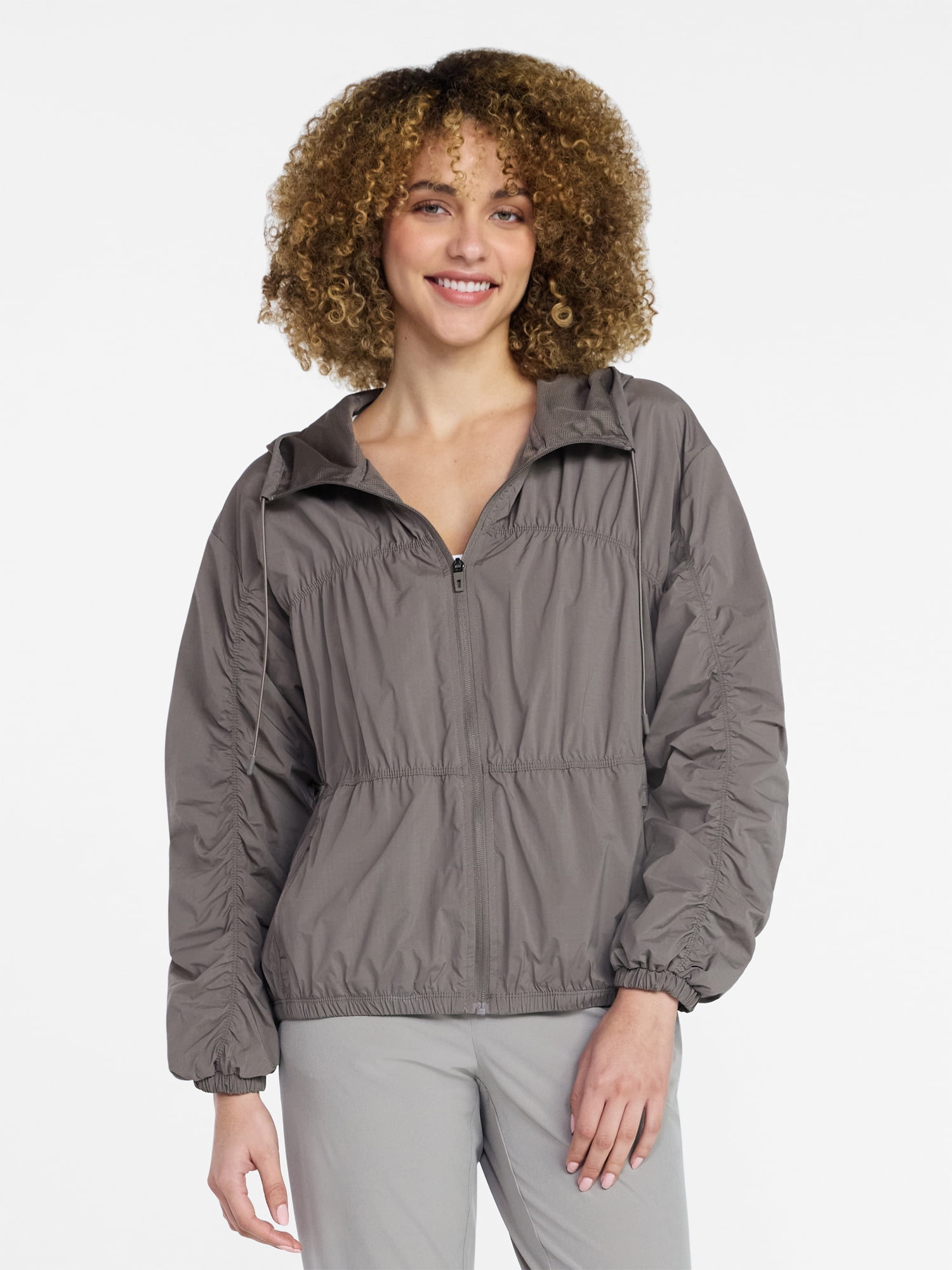 Avia Women's Ripstop Zip Jacket with Hood, Lightweight, Sizes XS-XXXL