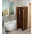 thumbnail image 4 of BIRDROCK HOME 3 Panel Seagrass Room Divider - Handwoven Abaca Folding Privacy Screen, Tall Freestanding Separator for Living Room & Bedroom, Indoor Partition Panel - Solid Metal Frame, Brown Wash, 4 of 9