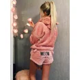 thumbnail image 3 of Conjunto de pijamas de terciopelo de coral para mujer, conjunto de pijamas cálidos para otoño e invierno, conjunto de dos piezas para ropa de dormir, conjunto de pantalones cortos con capucha con patr, 3 of 5