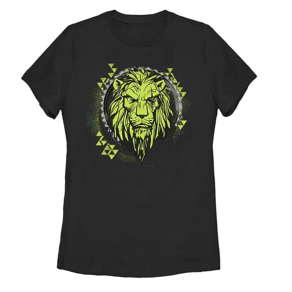 Women's Lion King Geometric Scar Emblem  Graphic Tee Black Small