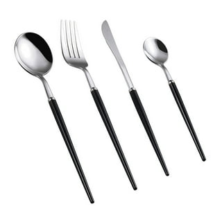 24 Pieces Black Silverware Shiny Black Flatware Set 18/11 Stainless St –  morgianatableware