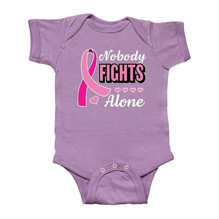 

Inktastic Breast Cancer Awareness Nobody Fights Alone Pink Ribbon Gift Baby Boy or Baby Girl Bodysuit