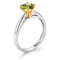thumbnail image 3 of Gem Stone King 1.00 Ct Round Green Peridot 10K White and Yellow Gold Solitaire Engagement Ring (Size 8), 3 of 4