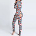 thumbnail image 1 of Pijama Sexy con estampado navideño para mujer, mono con botones en la parte delantera, mono funcional con solapa y botones, ropa de dormir, 1 of 4