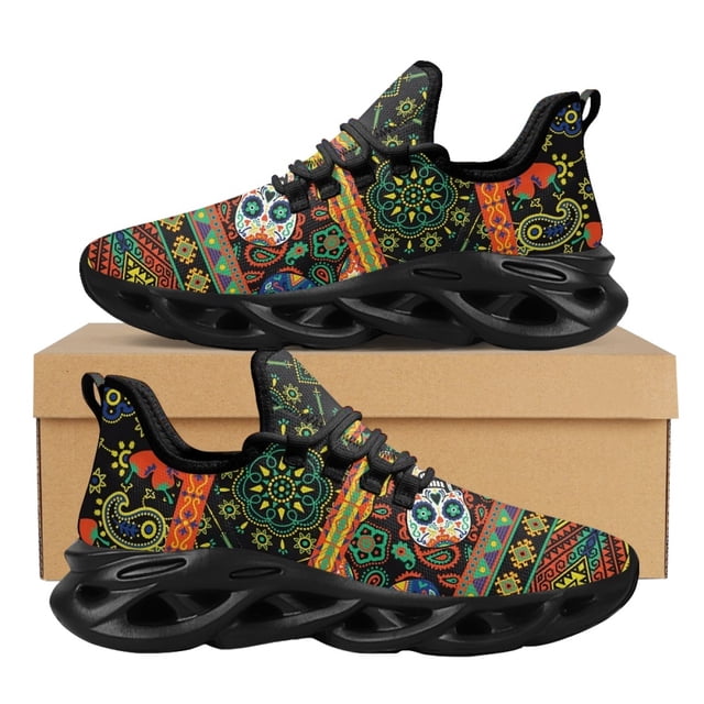 Women's Luxury Design Sneaker Polynesia Style Totem Symmetrical Geometric Slim Fit Mesh Breathable Soft Running Shoe