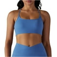 thumbnail image 2 of REORIAFEE Women's Cross Back Sports Bra Padded Strappy Medium Support Yoga Bra for Workout Fitness Running Crop Tank Top Pack Workout Gym Crops Blue M, 2 of 6