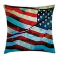 thumbnail image 1 of American Flag Decor Throw Pillow Cushion Cover, American Flag in the Wind on Flagpole Memorial Patriot History Image, Decorative Square Accent Pillow Case, 24 X 24 Inches, Blue Red, by Ambesonne, 1 of 2