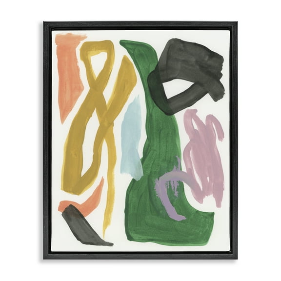 Stupell Industries Contemporary Modern Shapes Abstract Painting Black Floater Framed Canvas Art Print Wall Art, 17 x 21