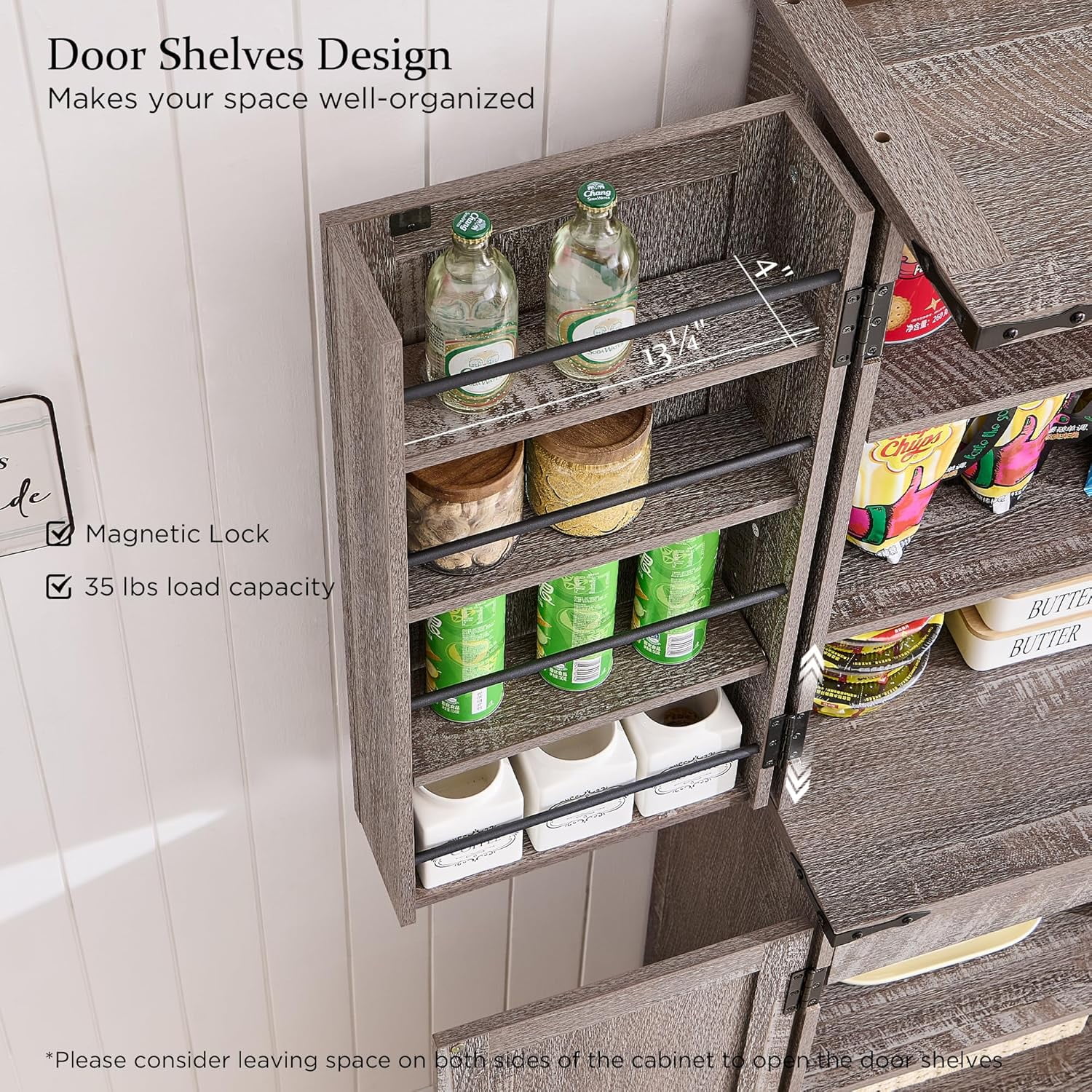 ACCOHOHO 72" Tall Kitchen Pantry Cabinets, Farmhouse Storage Cabinet with Barn Door, Drawer & Adjustable Shelves for Kitchen, Dining Room, Bathroom, Rustic Grey