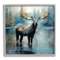 Stupell Industries Abstract Moose Painting Animals & Insects Painting Gray Framed Art Print Wall Art, 24 x 24