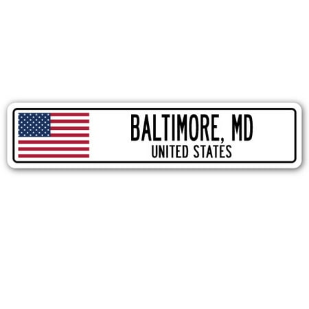 BALTIMORE, MD, UNITED STATES Street Sign American flag city country   (America's Best Wings Baltimore Md)