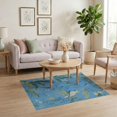 thumbnail image 3 of ODIKA 4'x6' Blue Cobalt Tropical Aviary and Flora Washable Area Rug Elegant Botanicals with Exotic Birds Illustration for Home Office, Under Desk, Non-Slip Chair-Friendly, Flatwoven, 3 of 7