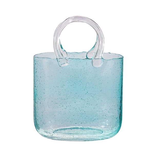 Jarrón de cristal moderno para flores, maceta, arreglo floral, centro de mesa, terrario azul
