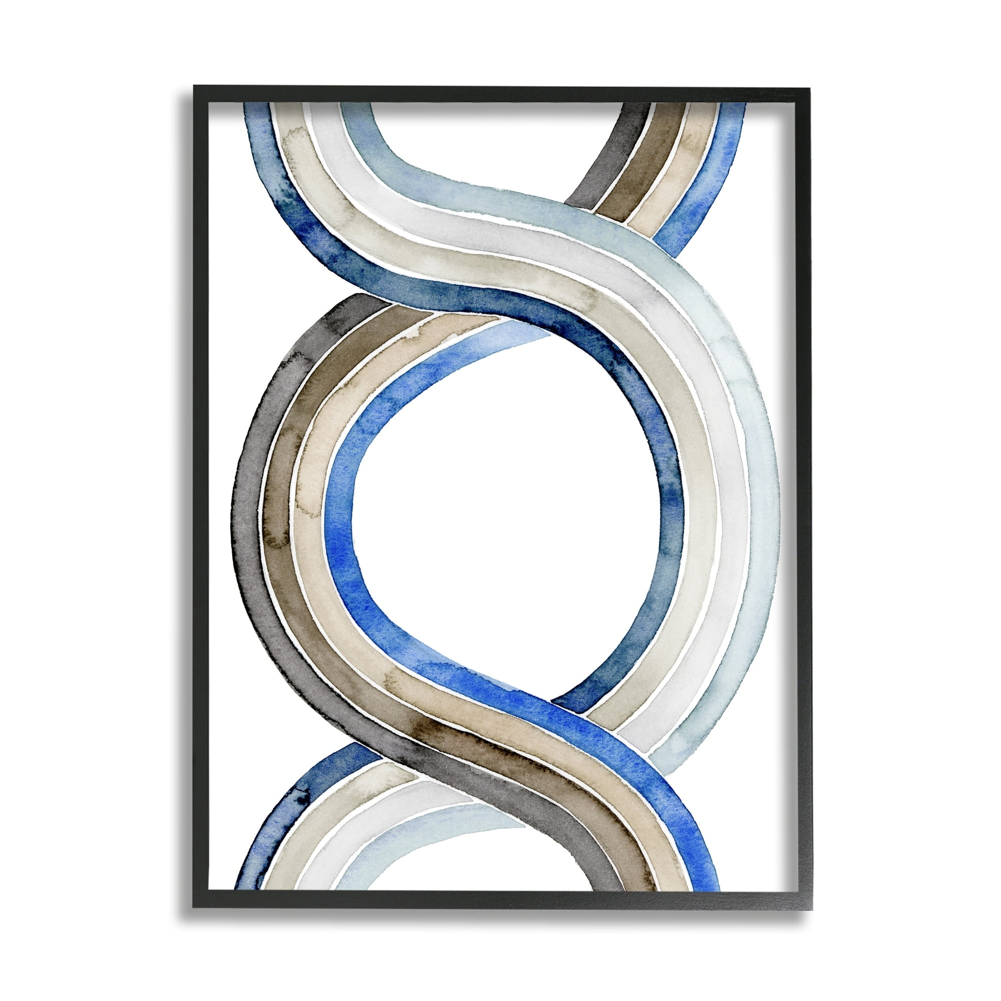 Abstract Line Braid Blue Brown Pattern Watercolor Painting Abstract Graphic Art Framed Art Print Wall Art