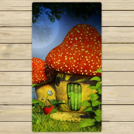 Cottage Towel - YKCG Fantasy Meadow Colorful Mushroom Cottage Hand Towel Beach Towels Bath Shower Towel Bath Wrap For Home Outdoor Travel Use 30x56 inches