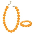 thumbnail image 4 of Krdevn Round Acrylic Bead Necklace & Bracelet 2Pcs Jewelry Set Boho Solid Beaded Stackable Wrist Chain Summer Beach Outfit Matching Accessory for Women, 4 of 6