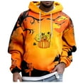 thumbnail image 4 of Mens Hoodie Tops Color Blocked Long Sleeve Cute Pumpkin Head Mens Warm Clothing,Orange,L, 4 of 4