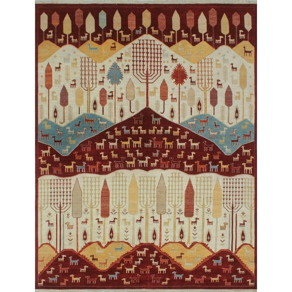 Aria Benjy Ivory/Red Rug, 8'11" x 11'7"