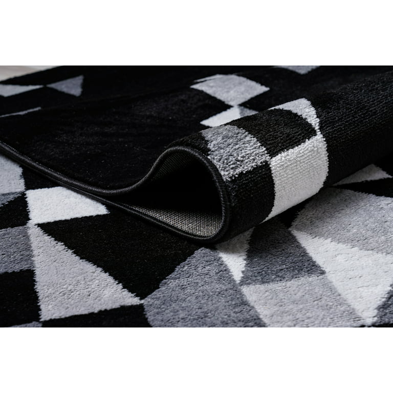 Store Rectangular Area Rug for Living Room, Abstract Black/Grey 2x7 Modern Rugs, Easy to Clean, Pet Friendly Indoor Carpet for Living Room3987 Orren E