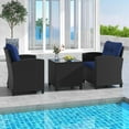 thumbnail image 4 of Costway 3 PCS Patio Furniture Set with Tempered Glass Coffee Table Washable Cushions Navy, 4 of 10