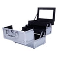 thumbnail image 6 of Aluminum Makeup Train Jewelry Storage Box Cosmetic Button Lock Case Organizer ( Silver), 6 of 9