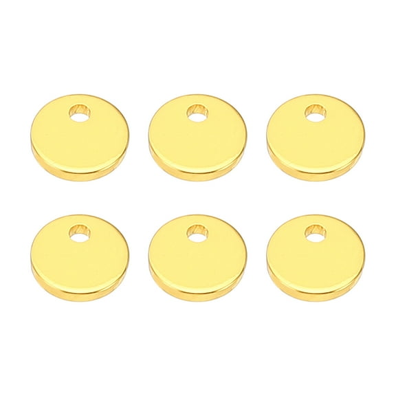 6mm Brass Disc, 6pcs Metal Stamping Blanks Tags Brass Circle Round Metal Plate DIY for Laser Engraving, Gold Tone