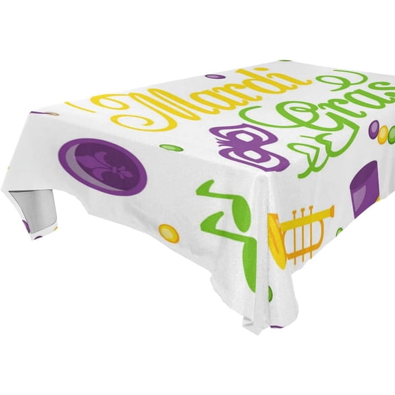 SKYSONIC Mardi Gras Rectangle Tablecloth Spill-Proof Polyester Table Cloth Table Cover for Kitchen Dining Picnic Holiday Party Decoration,60x120 Inch