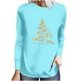 thumbnail image 2 of Craaazy Christmas Shirts for Women Trendy Shining Christmas Tree Printed Casual Round Neck Loose Long Sleeve Womens Top Gifts for Women, 2 of 5