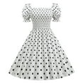 thumbnail image 1 of CEHVOM Robe Vintage Évasée Ligne A pour Femmes Robe de Soirée à Manches Courtes à Pois, 1 of 5