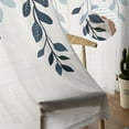 thumbnail image 5 of Navy Blue Ombre Botanical Semi Sheer Curtains 63 Inch Length 2 Panels Set, Watercolor Pastoral Leaf Rustic Sheer Kitchen Curtain Privacy Voile Window Curtain for Living Room Bedroom Rod Pocket Drapes, 5 of 7