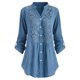 thumbnail image 1 of Blusas de manga larga con cuello en V y botones de encaje para mujer, tallas grandes, en liquidación, de Giftesty, 1 of 5