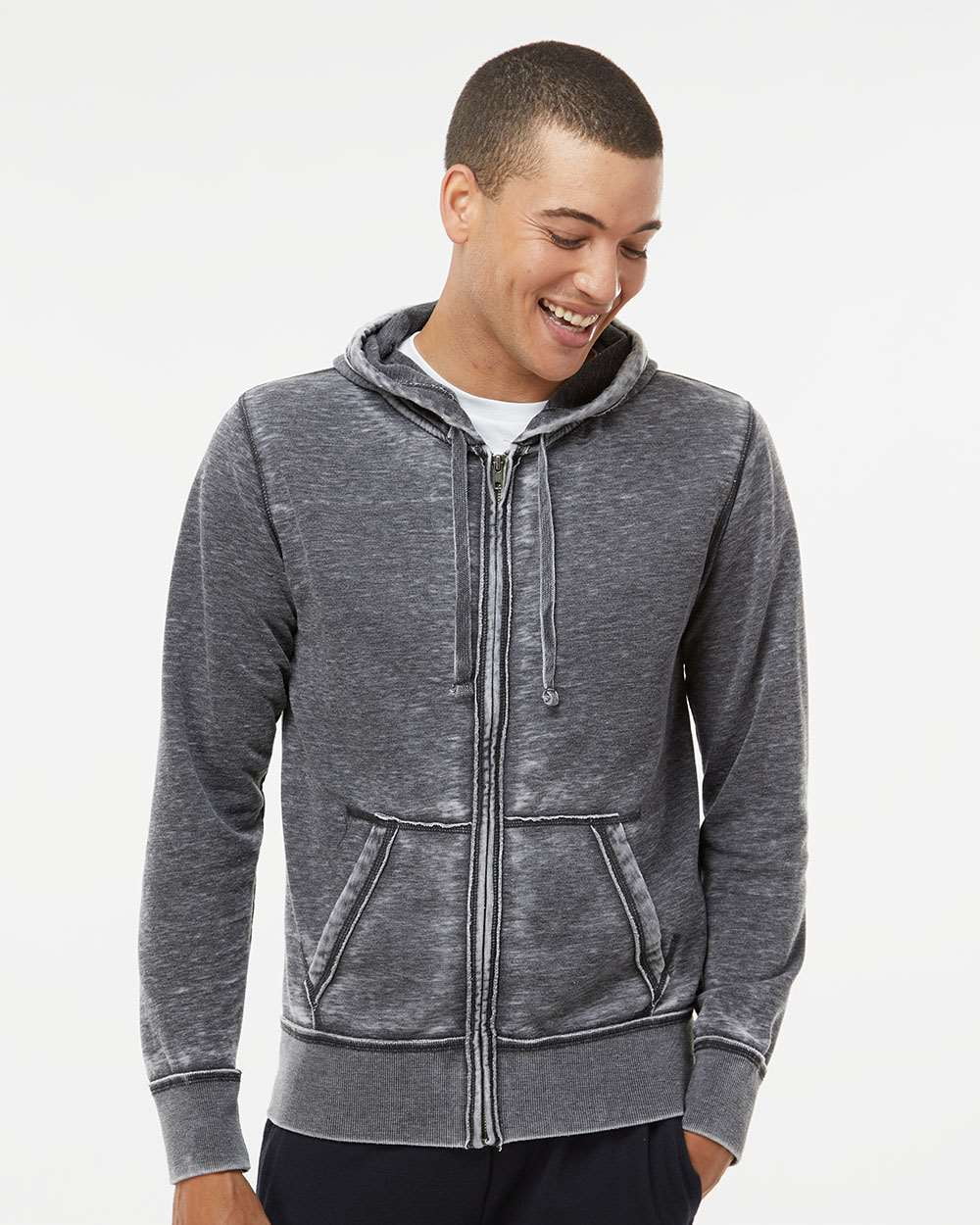 J. America Vintage Zen Fleece Full-Zip Hooded Sweatshirt - Walmart.com